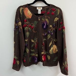 Vintage Talbots Fruit Print Cardigan Sweater